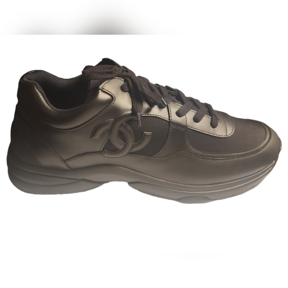 Brand New CHANEL Uniform Men's Sneakers, Size 11.5US/45EU, Black/Black